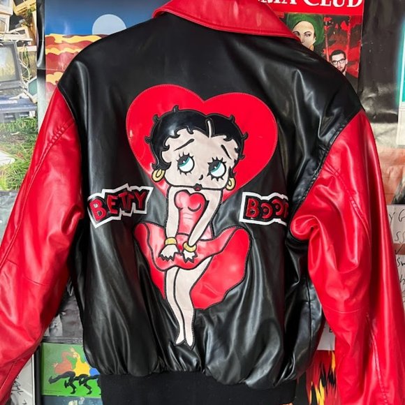 Betty Boop faux leather bomber jacket - Picture 1 of 5
